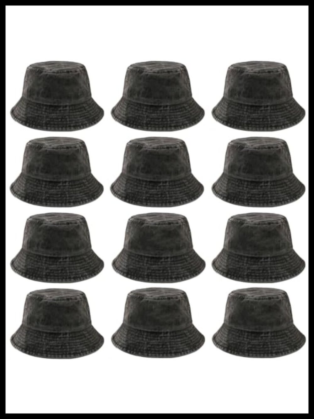 12 Pack Washed Cotton Distressed Bucket Hats One Size Unisex